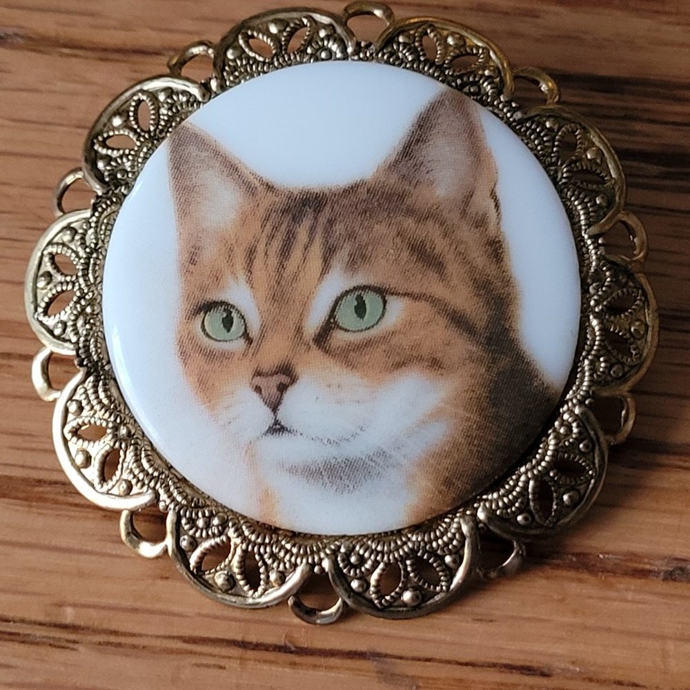 Cute Vintage Cat Pin from Western Germany Missing Pin